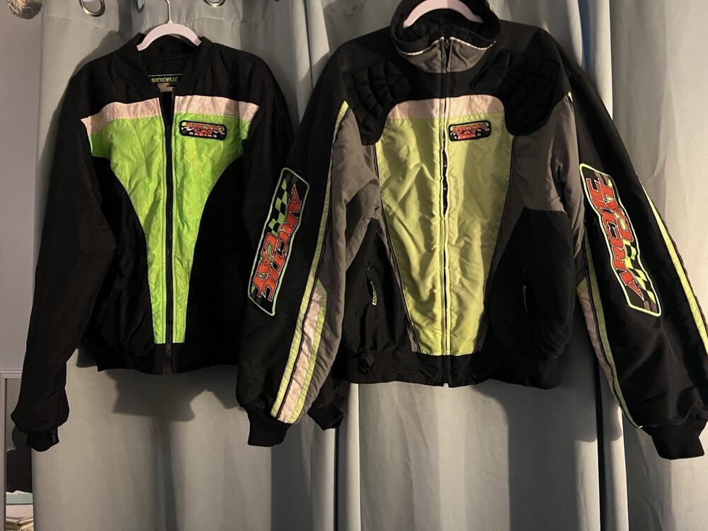 Vintage Artic Cat Racing 2-in-1 Black Green Coat Jacket Snowmobile L XL Y2K READ